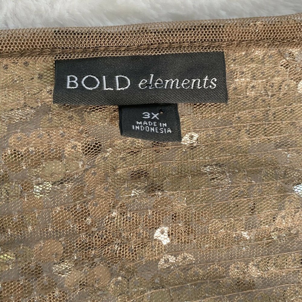 Bold Elements Blouse 3x Sequin Bell Sleeve Top - image 3